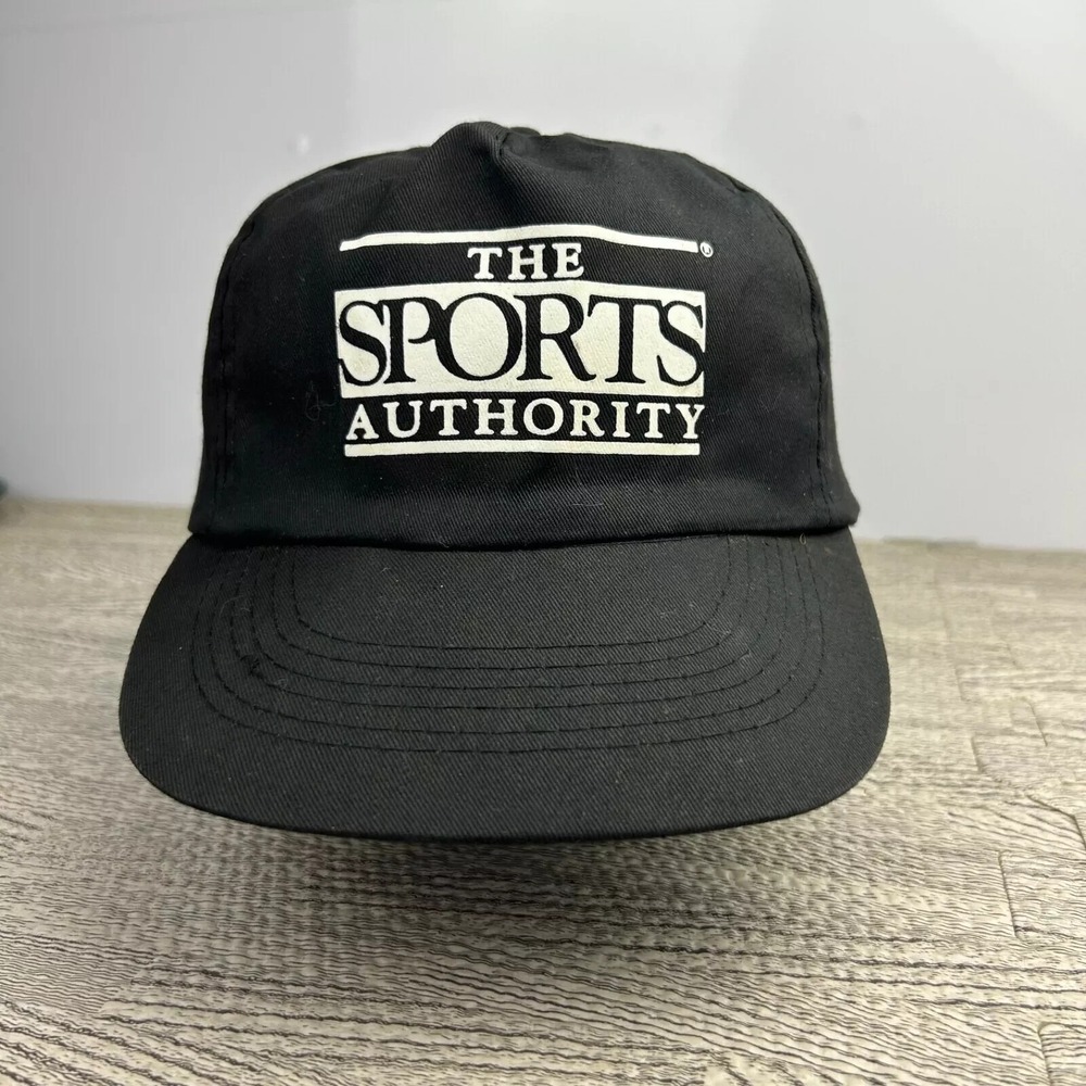 Vintage 90s The Sports Authority Hat Cap Snap Back Adjustable Black Adult